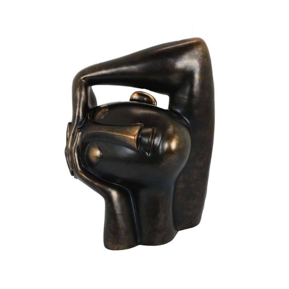 Escultura Benzara 16”, decoração de mesa com detalhes em resina de bronze