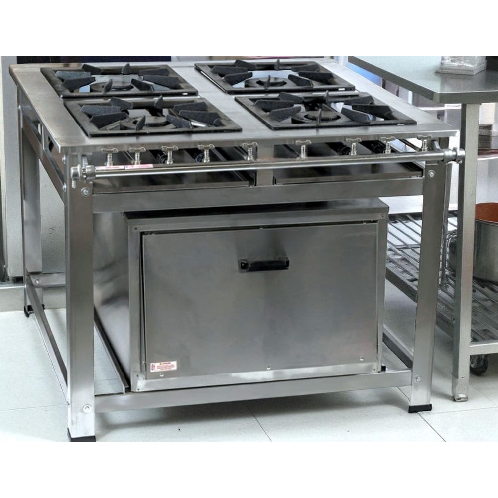 Fogão Industrial 4 Bocas QD p8 em Aço Inox com Forno Leona