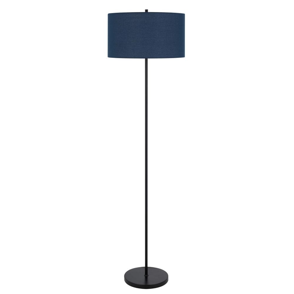 Luminária de chão Benzara Sie 150W azul marinho Linen Shade 149cm