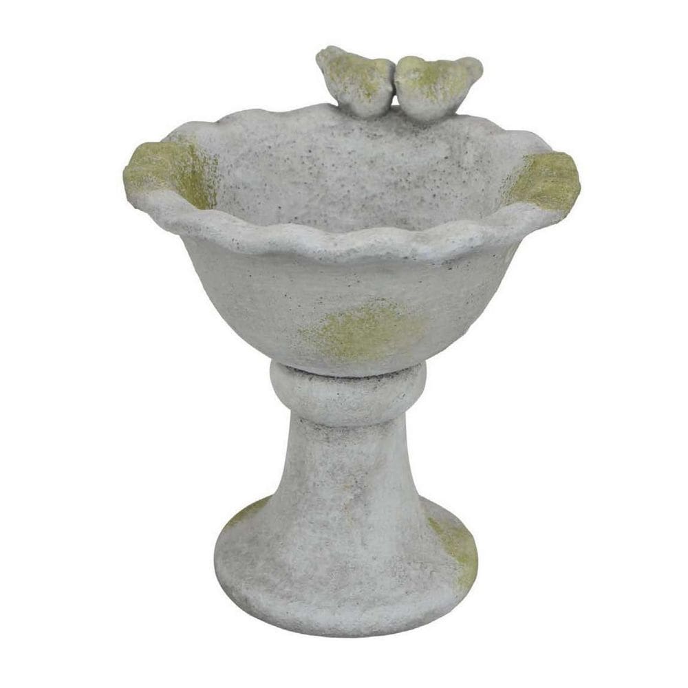 Alimentador de pássaros Banho para pássaros Benzara 30 cm decorativo cinza verde