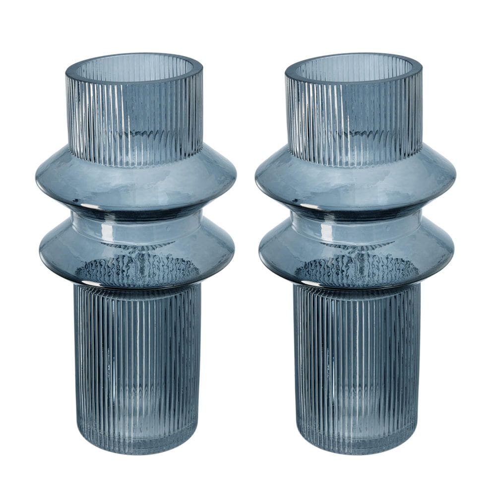 Vaso Benzara Rae, conjunto de 2 vidros transparentes azuis altos