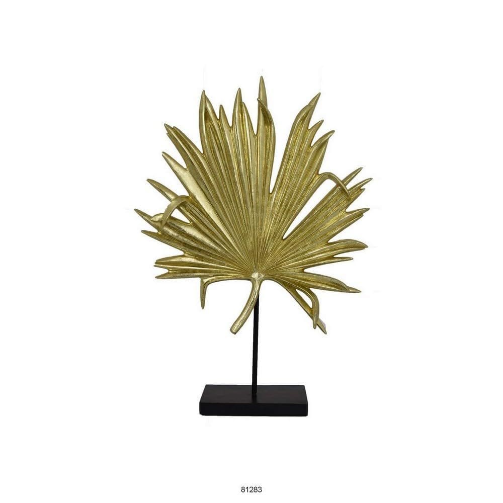 Escultura Benzara Menny 54 cm Folha de Palmeira Dourada Preta