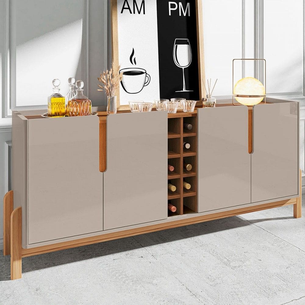 Balcão Buffet Max 4 Portas com Adega Off White/Cedro - Pnr Móveis