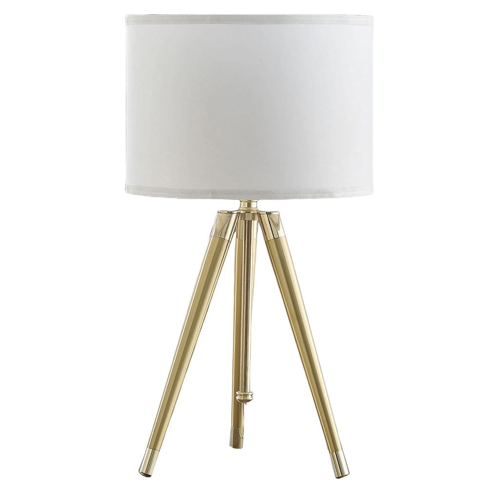 Candeeiro de mesa Benzara Kera White Shade Brass Tripod 99 cm
