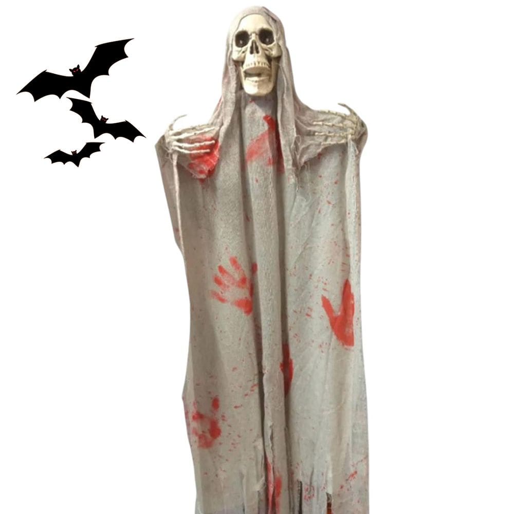 Caveira Esqueleto Grande Halloween Fantasma Dia das Bruxas Festa Tematica Som Grito Casa Assombrada Horripilante