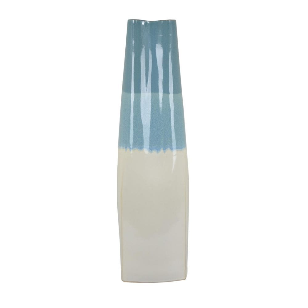 Vaso Benzara Cobb Azul Branco Cerâmico 69 cm de Altura