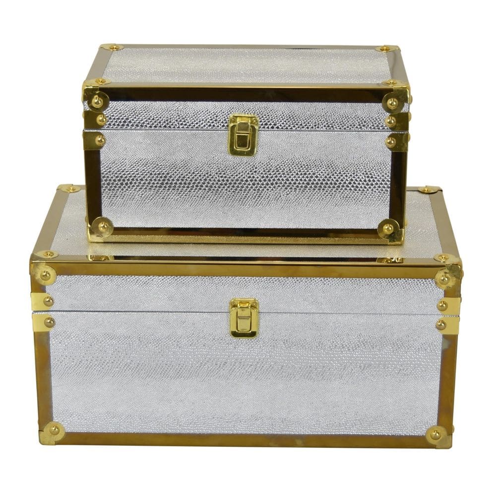 Conjunto de caixas de joias Benzara Jito Abstract Silver Gold 30x16x15cm