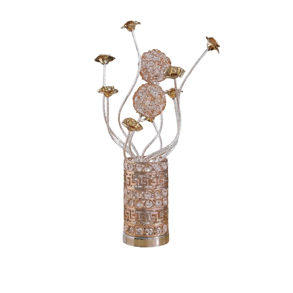 Candeeiro de mesa Benzara Rose Bud Floral Vase 56 cm dourado cromado