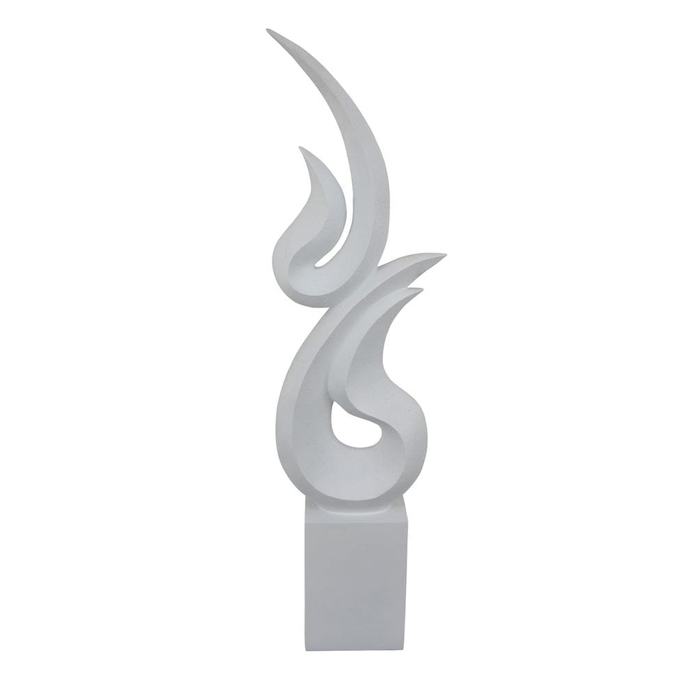 Escultura Benzara 91 cm de mesa em resina branca flamejante