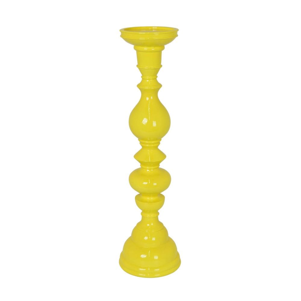 Castiçal Benzara Naze 59cm Resina Amarela
