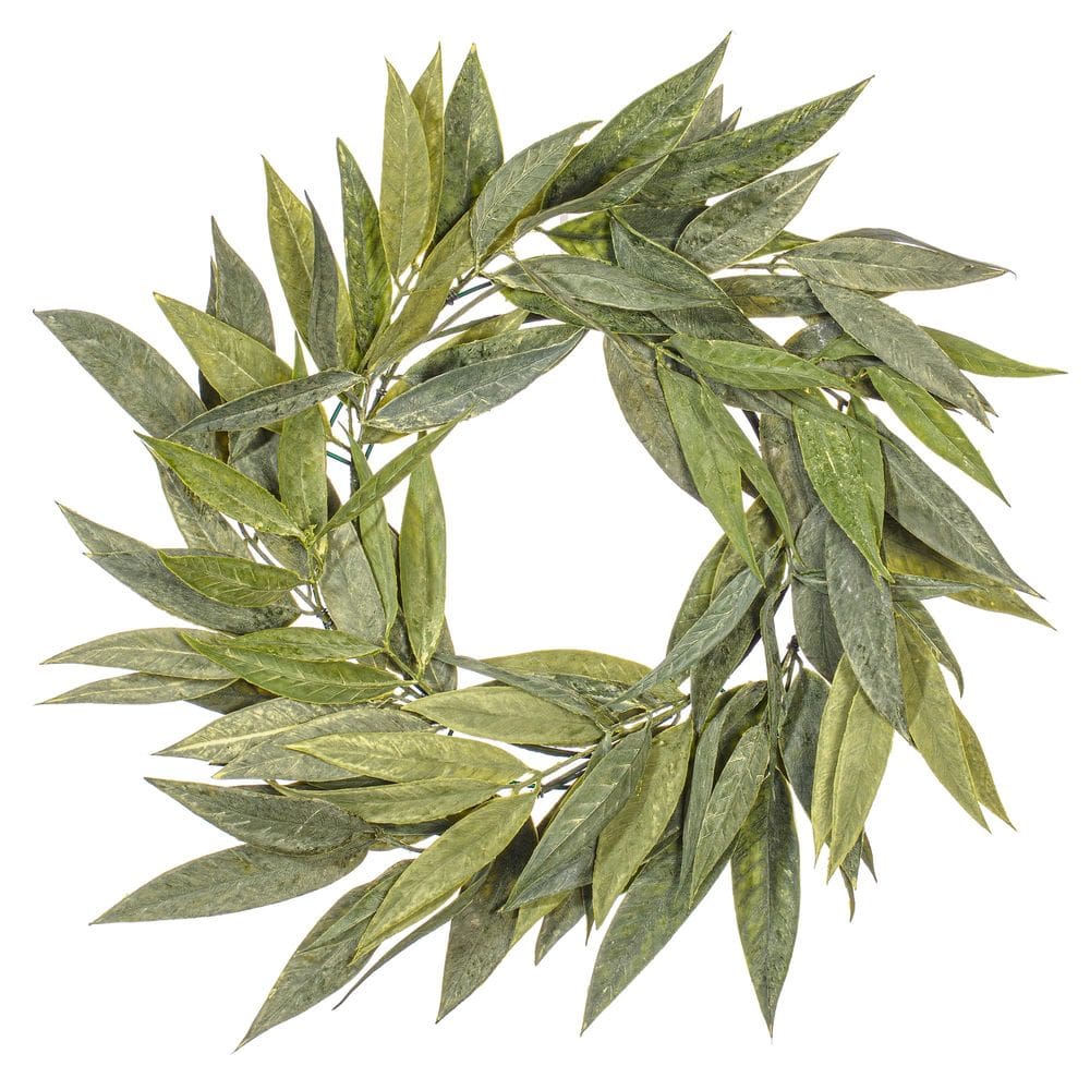 Coroa de flores Vickerman 61cm branca artificial verde salgueiro