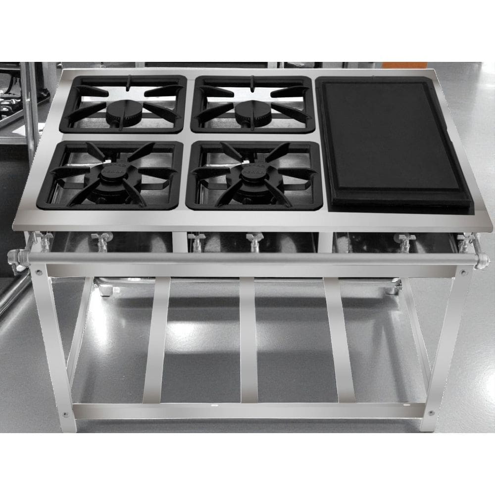 Fogão Industrial 4 Bocas com Chapa P5 em Aço Inox Leona