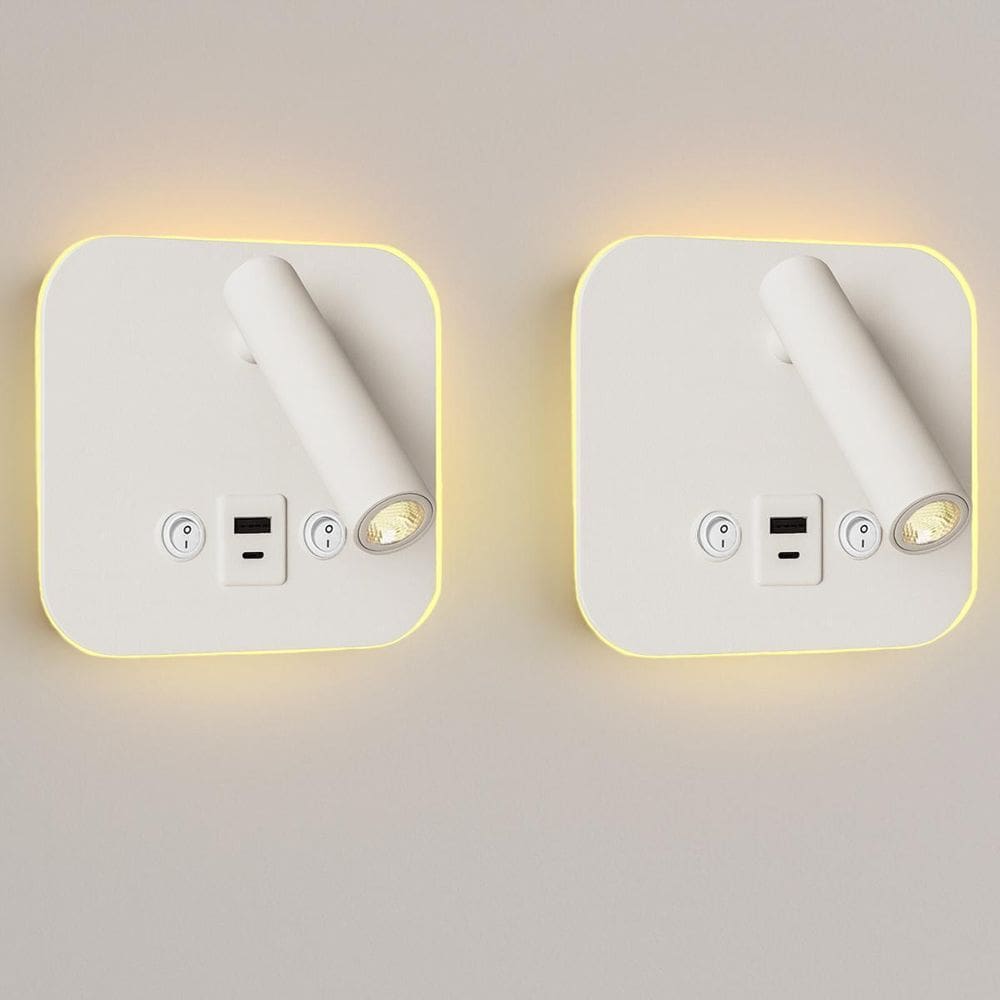 2 Arandela De Parede Leitura Flexível Led Usb E Usb-C Bet83