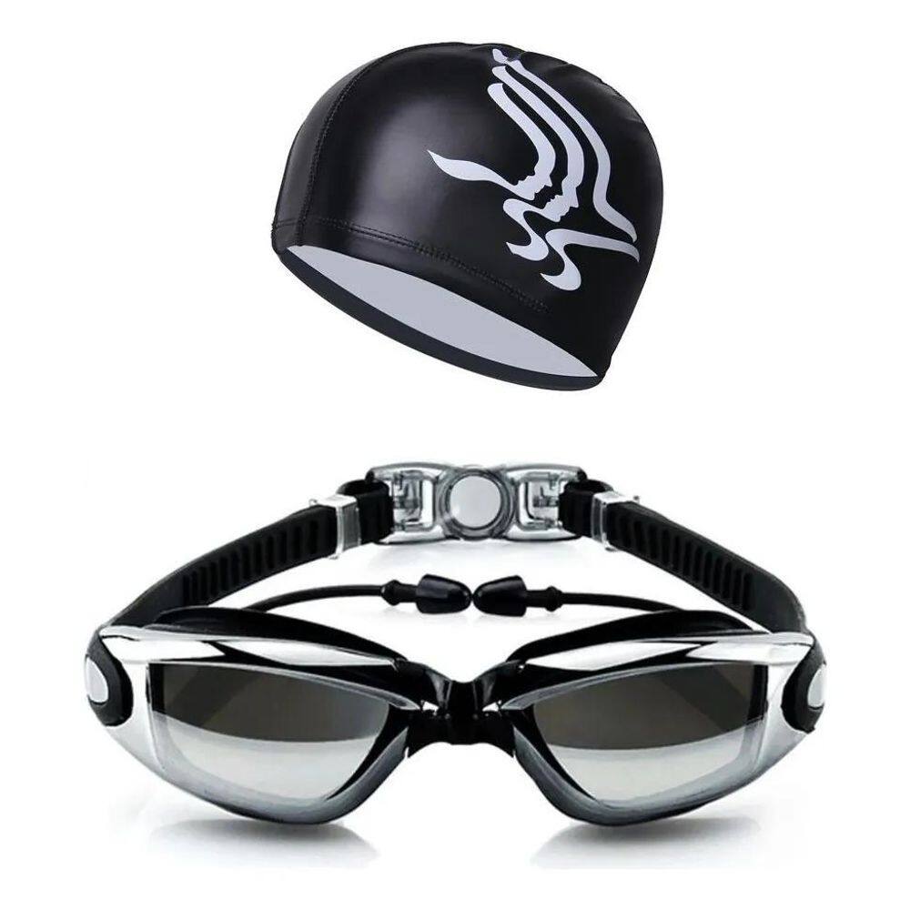 10X Óculos Natação Hero Band Preto Com Lente Uv Profissiona