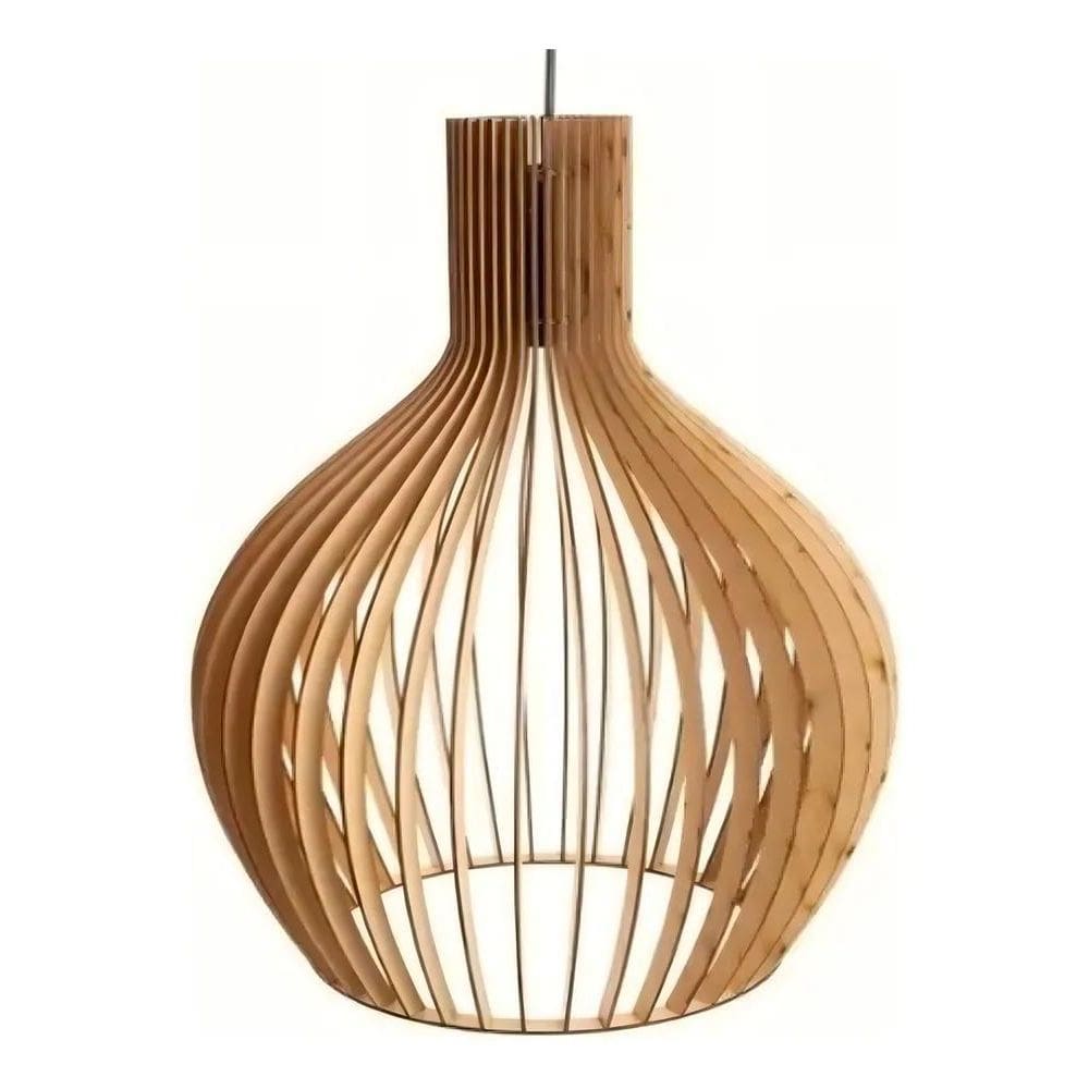 10X Lustre Pendente Sala Grande Luminária De Teto Madeira