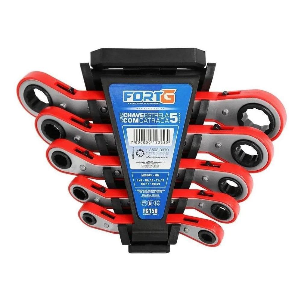 10X Jogo De Chaves Estrela Catraca 6 X 21 Mm 5 Peças Fortgp