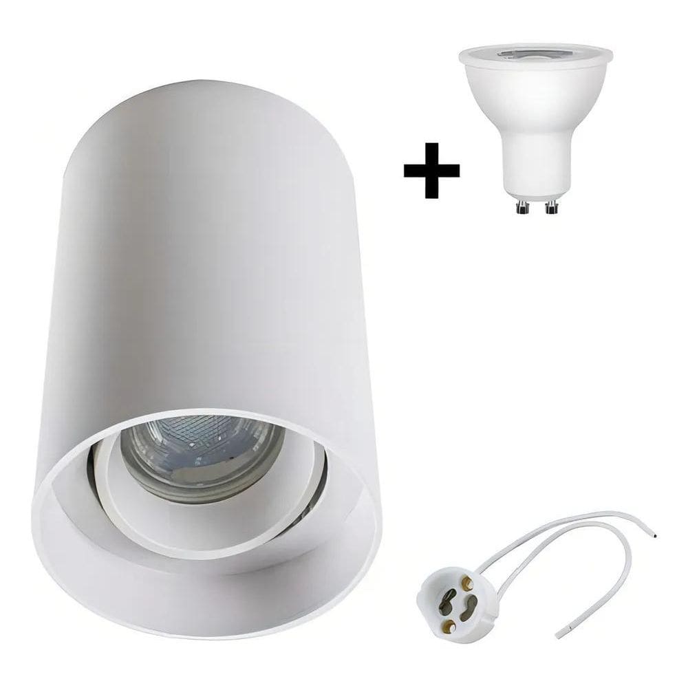 10X Spot De Sobrepor Redondo Direcionável + Lâmpada Led Mr1
