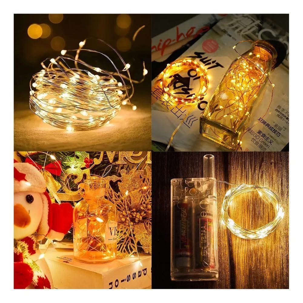 10X Fio De Fada Cordão Led De Luz 3 Metros 30 Leds De Pilha