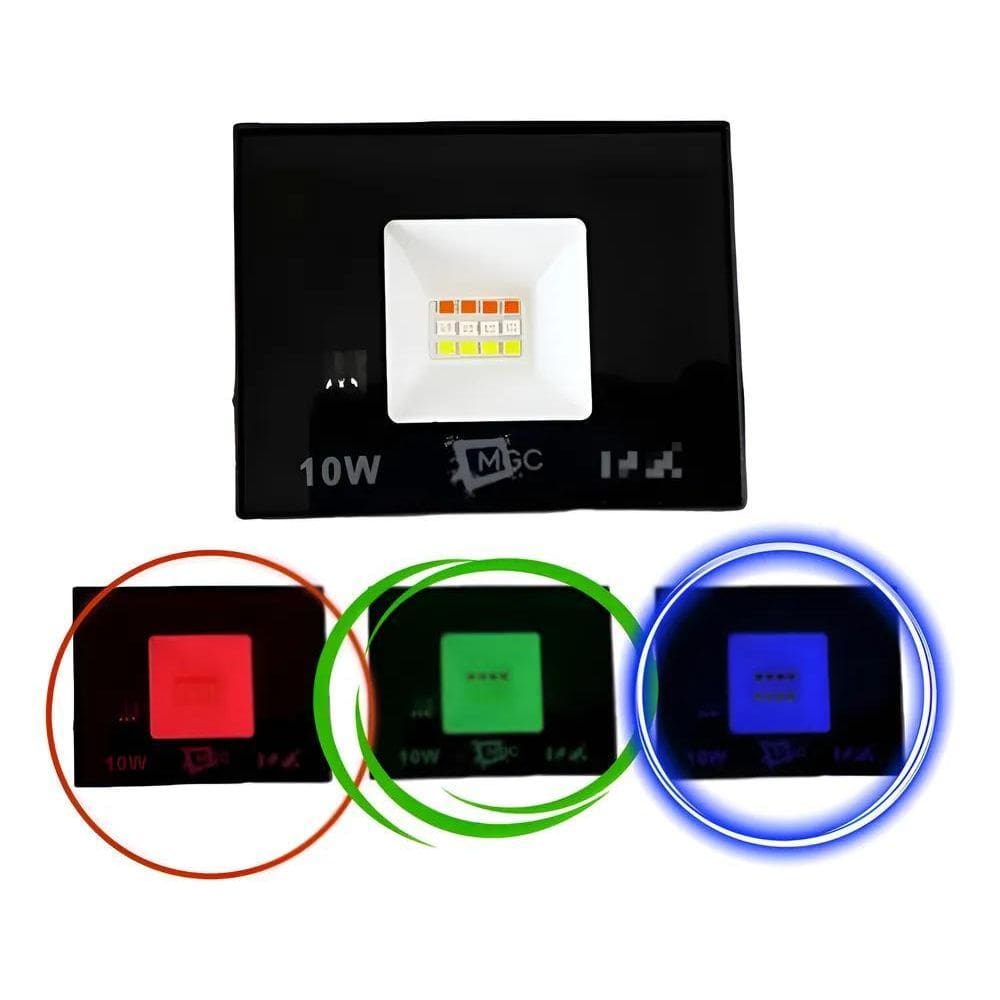10X Refletor Mini 10W Cromoterapia Rgb Bivolt Controle E Me