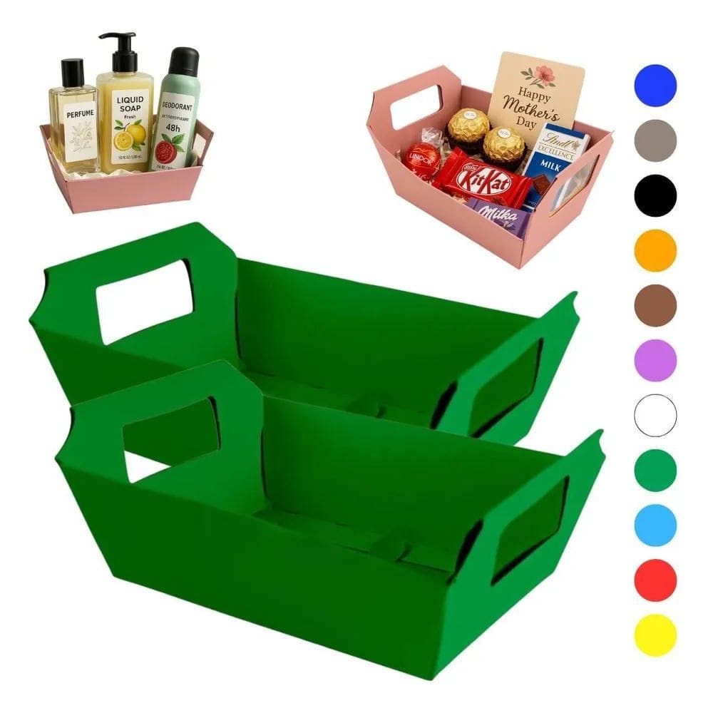 10X Cesta De Papel - Cartão Cores C/08 Unidades - 19X12X5Cm