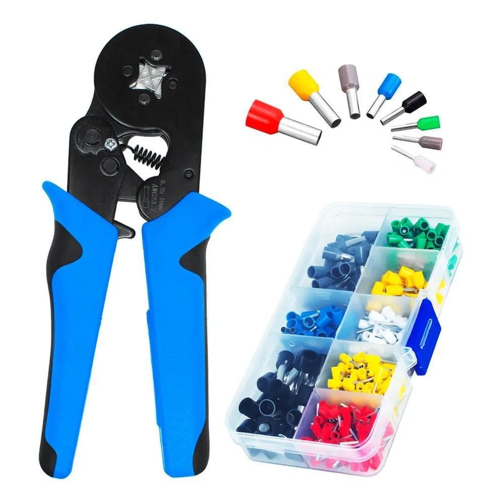 10X Kit Alicate Crimpar 400 Terminais Tubular Cabo Emborrac