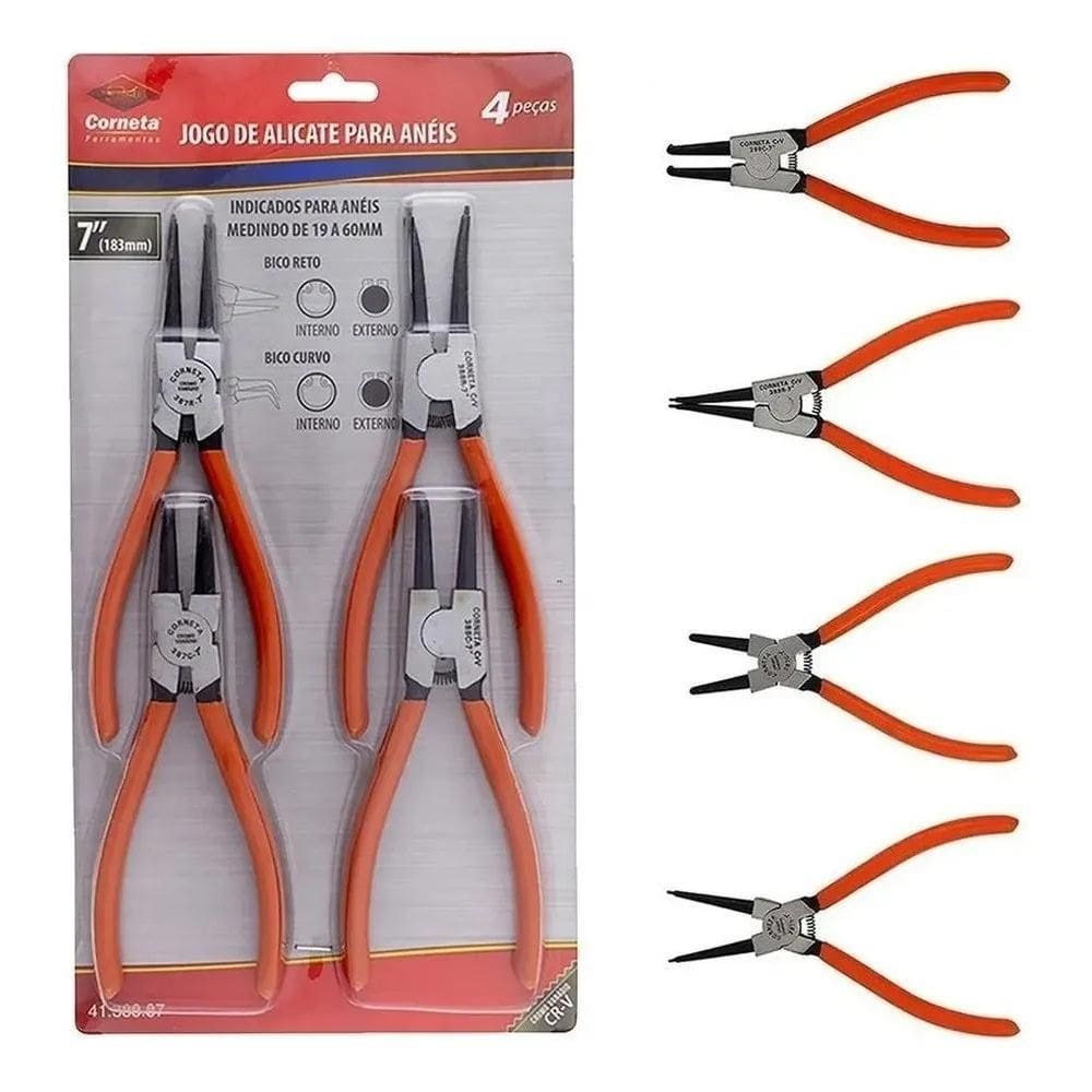 10X Alicate Extrator De Anéis Kit Alicates Bico Curvo E Ret