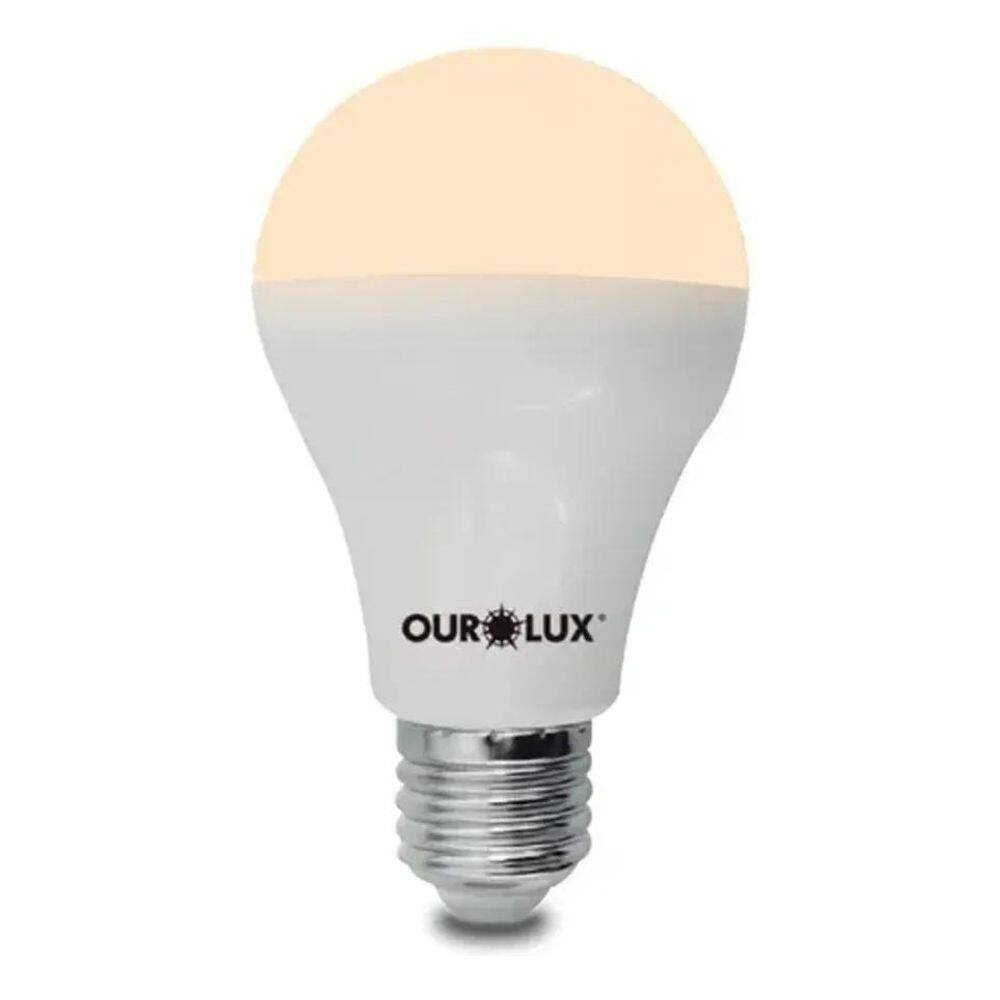 10X Lâmpada Bulbo Led 9W 3000K Bivolt Amarela Branco-Quente
