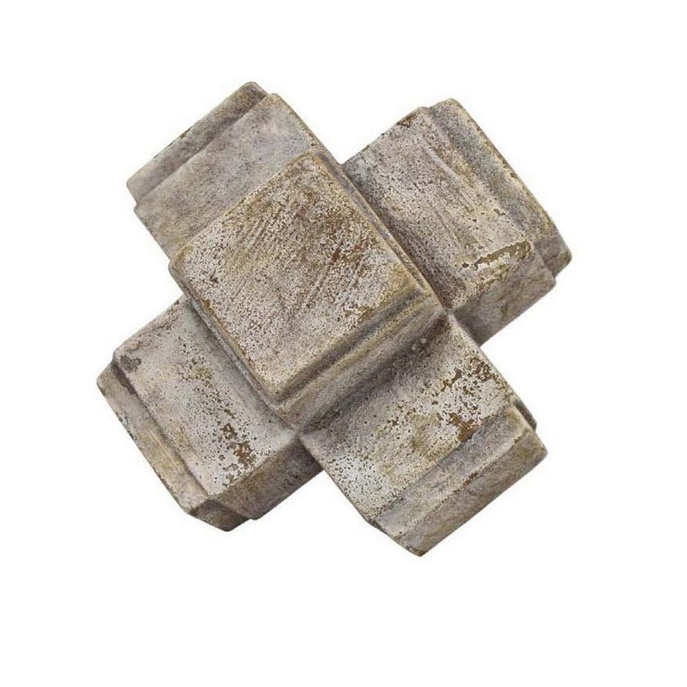 Decoração de mesa Benzara Ceramic Cross 25 cm, branco rústico