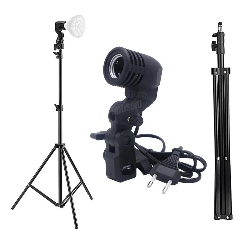 10X Kit Bocal Para Lâmpada Padrão E27 E Suporte Tripé Pedes