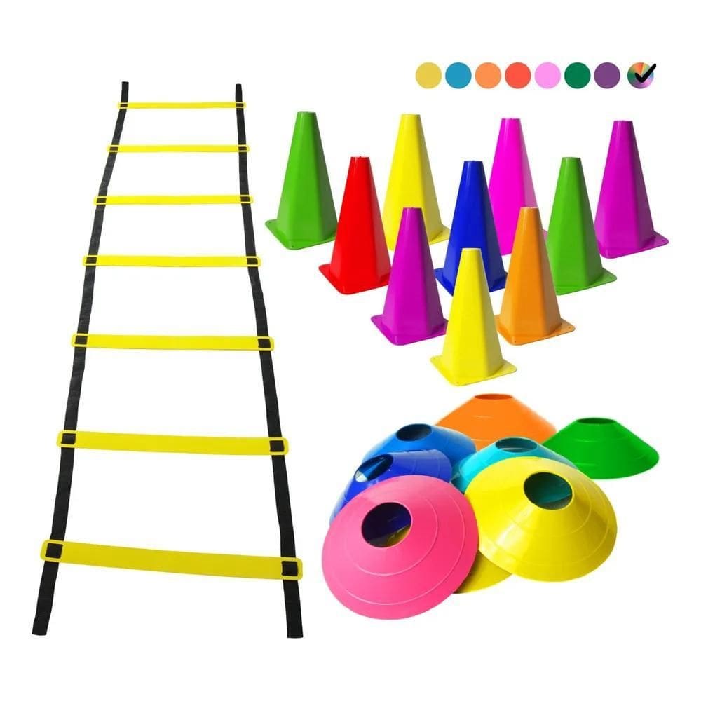 10X Kit Funcional Treino Agilidade 10 Cones + 10 Pratos + E