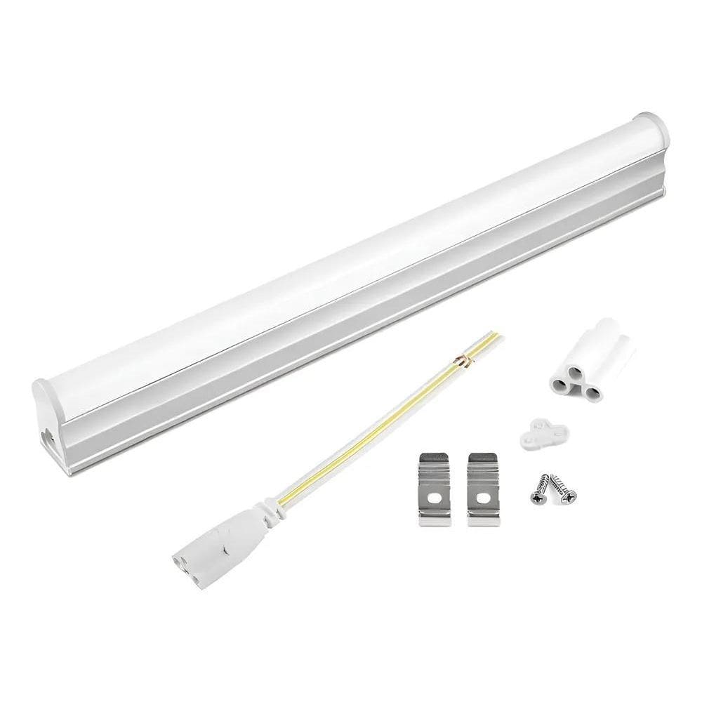 10X Lampada Led Tubular T5 30Cm 6000K Base/Calha Completa B
