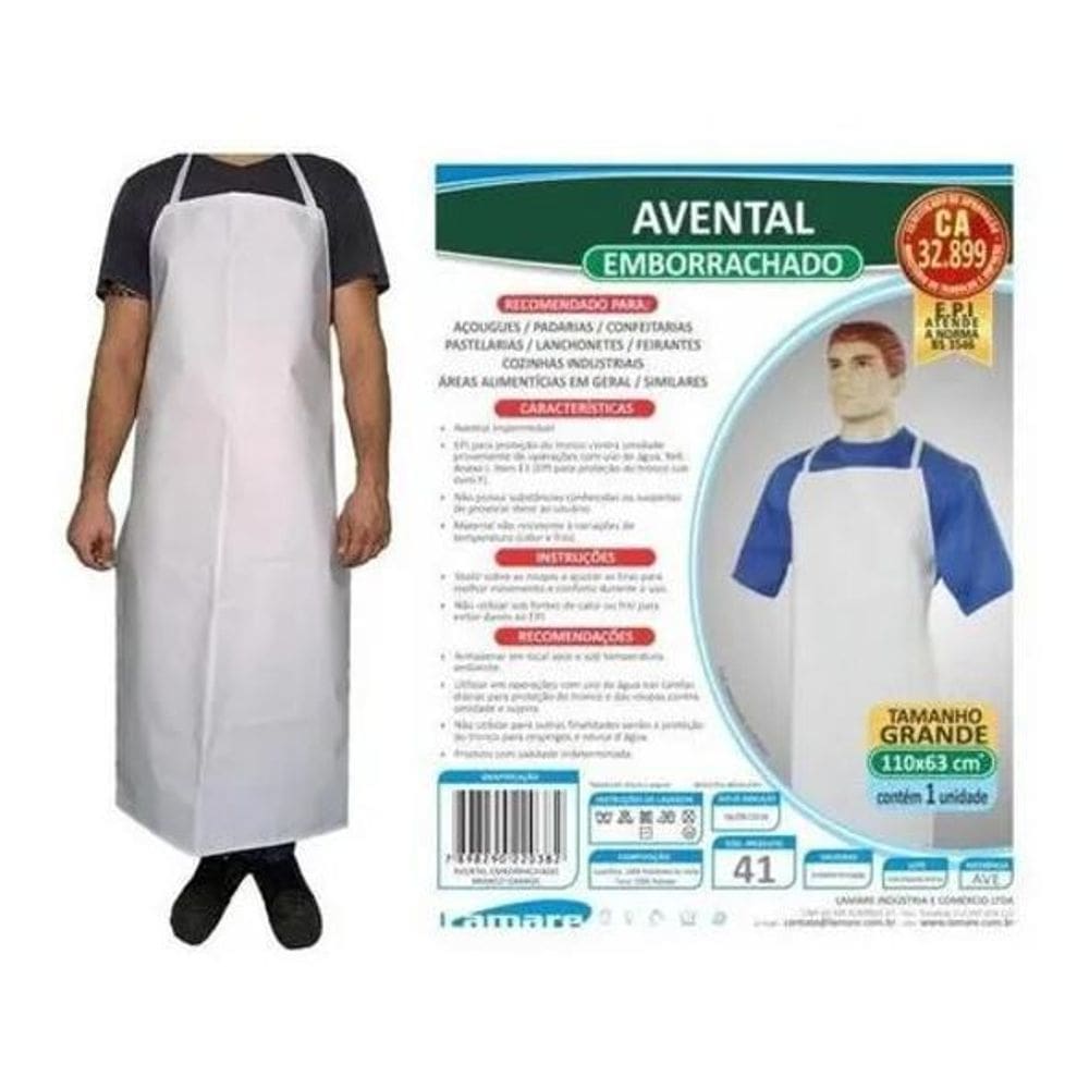10X Avental Emborrachado Grande 110X63 Cm Lamare Cor Branco