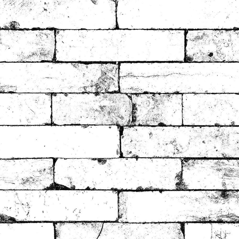 Papel de Parede Tijolo Branco e Preto ESS1055 - 10m x 0.53m