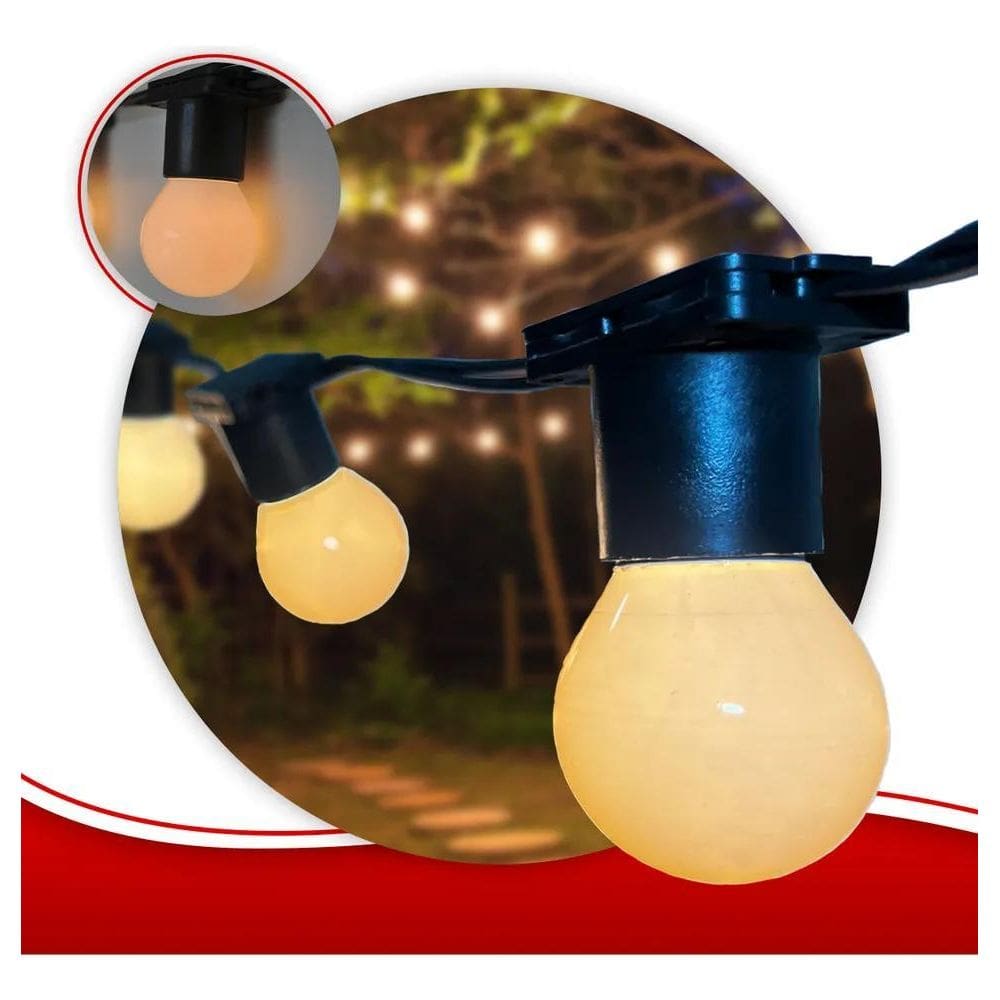 10X Varal De Luz Cordão Iluminação Gambiarra 30M C/Lâmpadas
