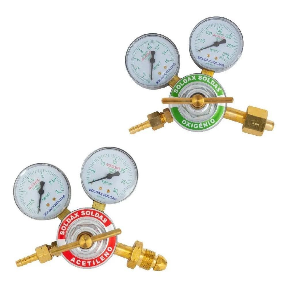 10X Kit Manômetro Regulador De Pressão Oxigênio E Acetileno