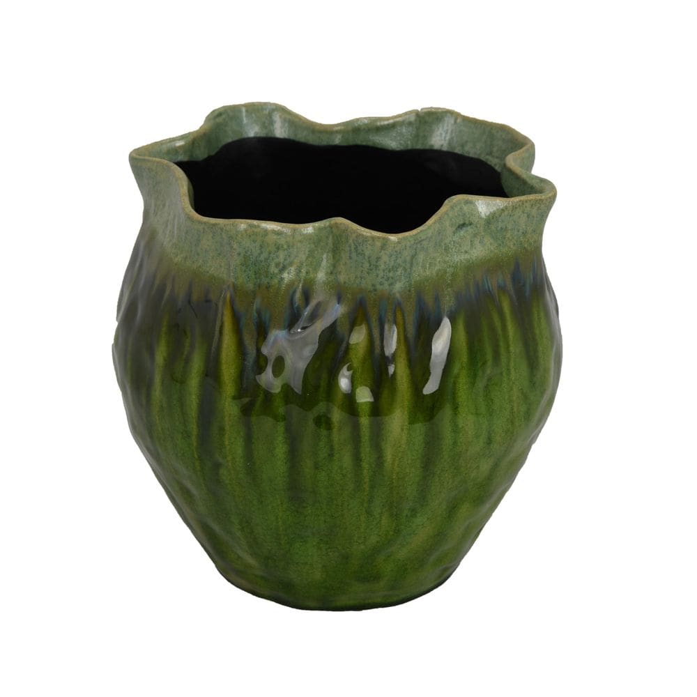 Vaso Benzara Balie Verde Cerâmica Irregular Top 25 cm
