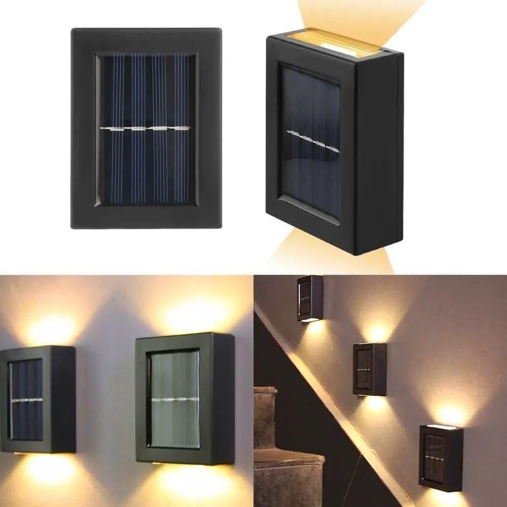 10X 4X Arandela Solar Slim 2 Focos Luminaria Parede Externa