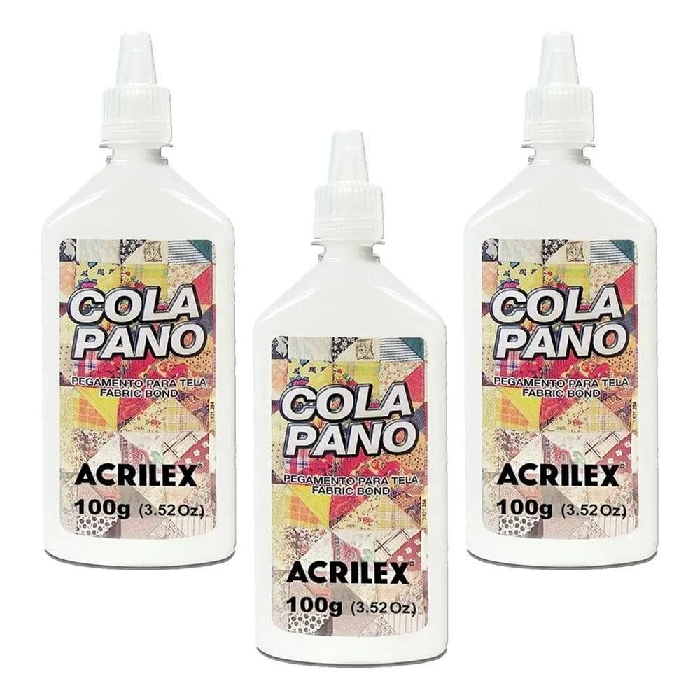 10X Kit 3 Cola Pano Para Tecidos De Algodão Branca 100G Acr