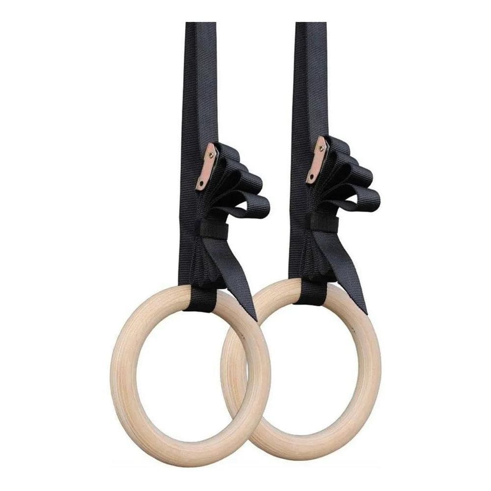 10X Kit De Argolas De Suspensão Olímpicas - Madeira E Fitas