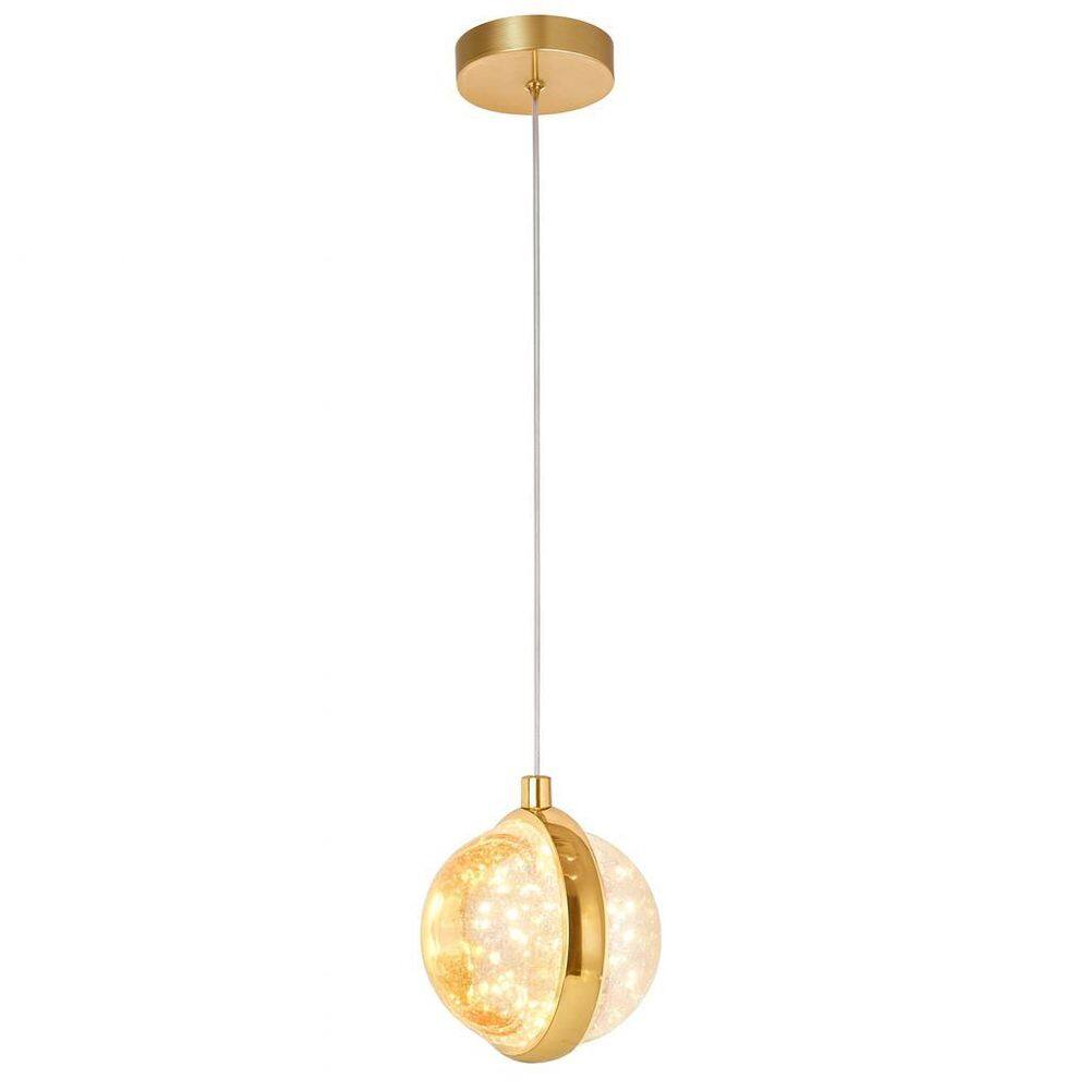 Luminária Pendente Led Saturno Cristal Cor Dourado 3W 3Em1