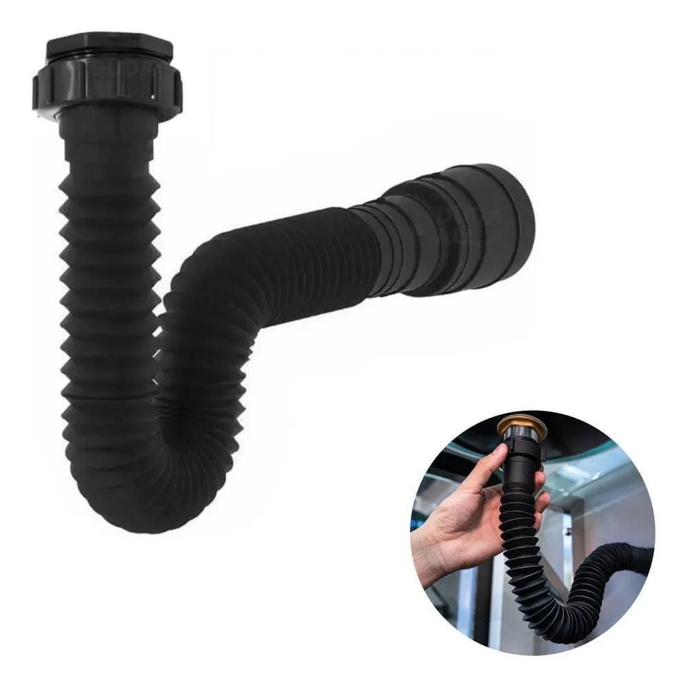 10X Sifão Sanfonado Flexível Preto Black Pia Banheiro Cozin