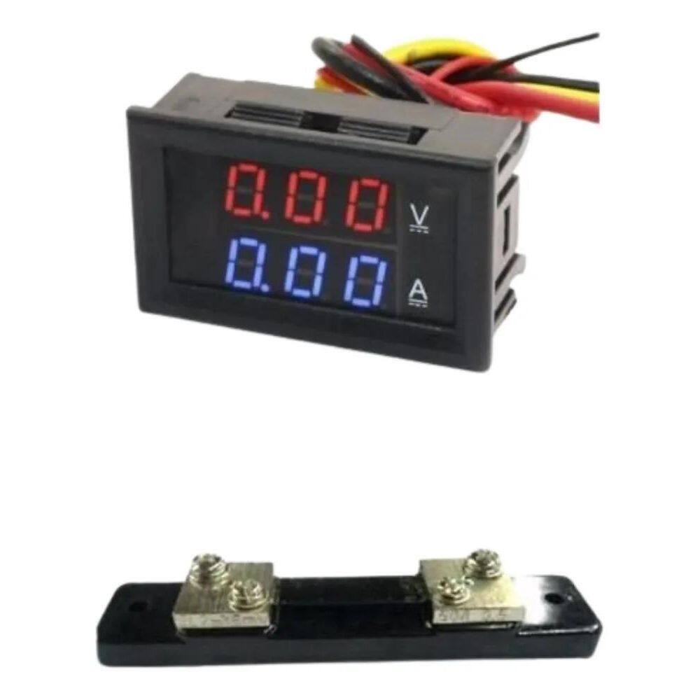 10X Voltímetro Amperímetro + Shunt Dc 0-100V 0-50A