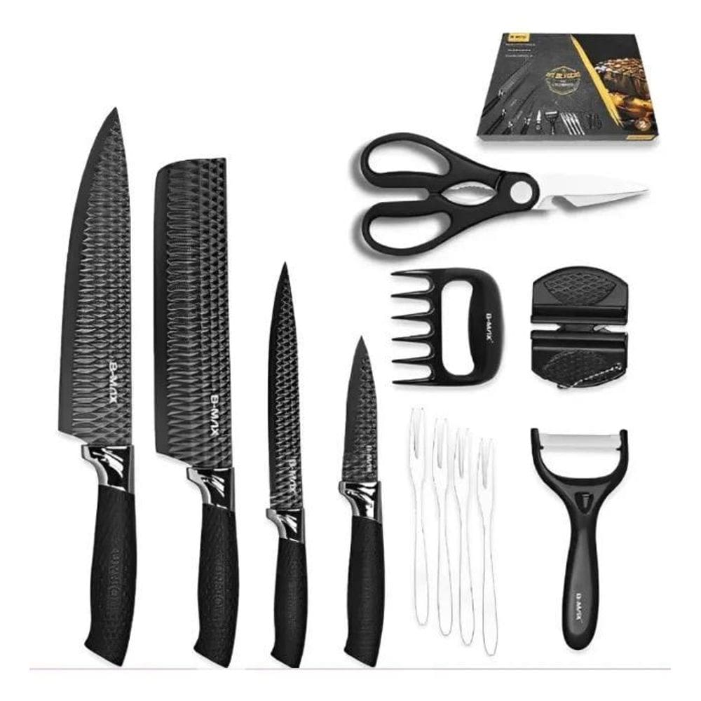 10X Kit Churrasco 8 Peças Aço Inox Facas Premium Cozinha Go