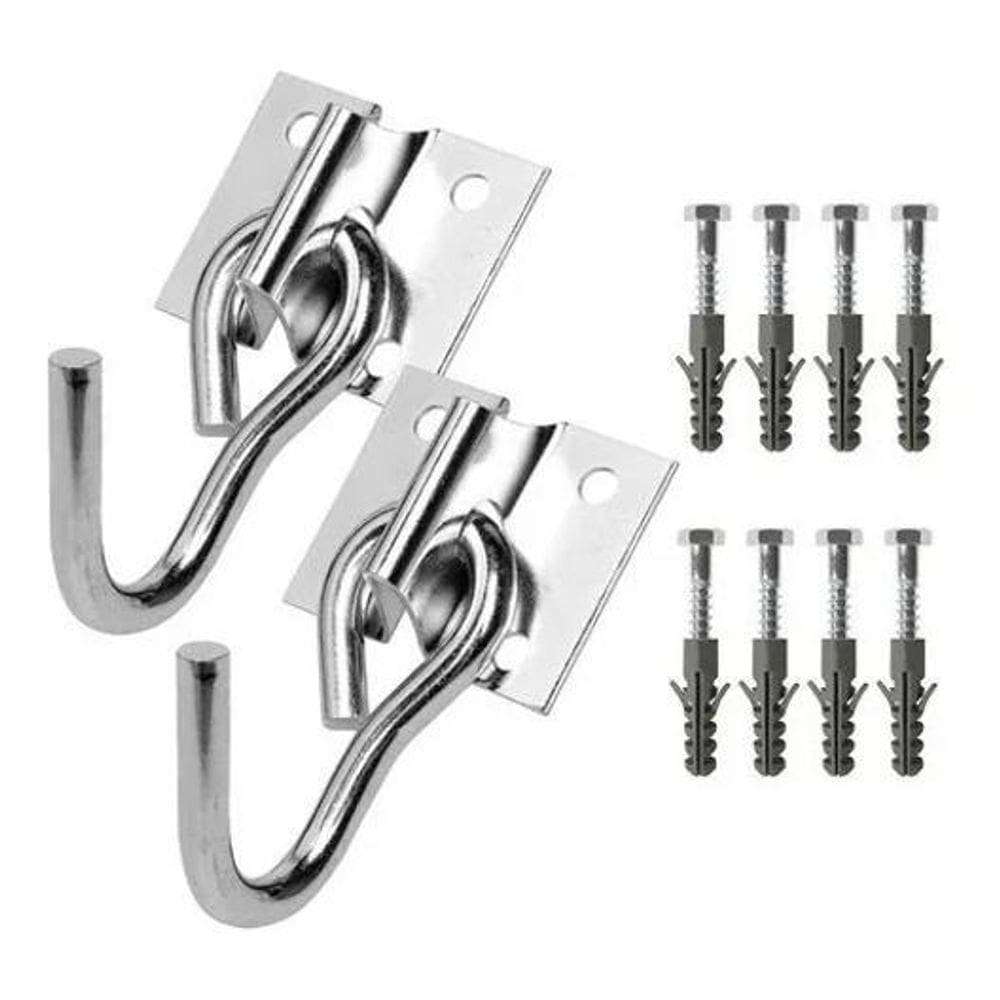 10X Gancho De Rede 250Kg Reforçado 3/16 Com Parafuso E Buch