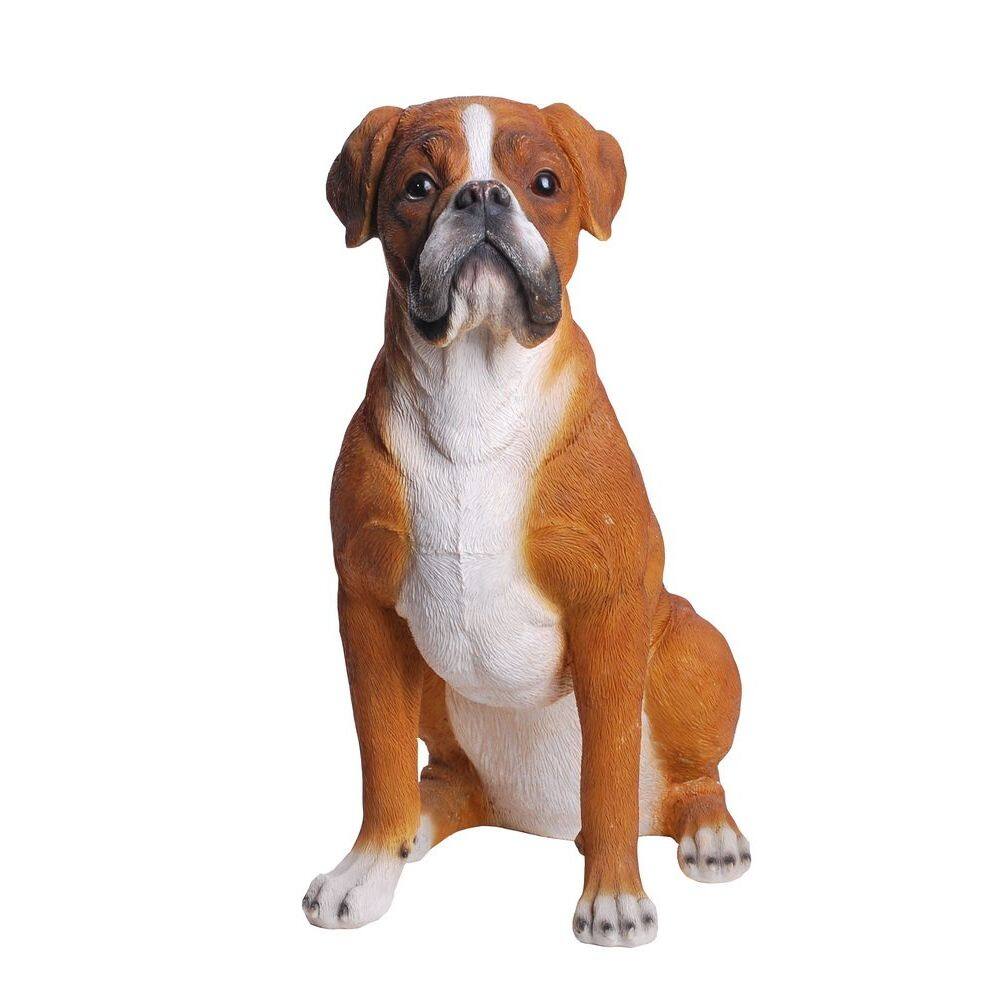 Estatueta Hi-Line Gift Ltd Sitting Boxer Dog Statue em poliresina