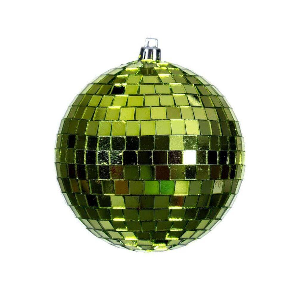 Enfeite suspenso Vickerman 4,75” Lime Mirror Ball, pacote com 4