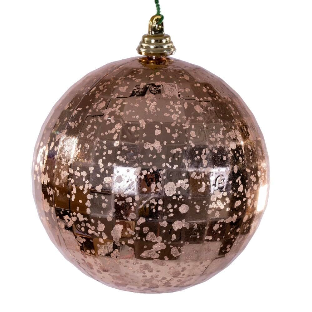 Enfeite suspenso Vickerman, 10 cm, ouro rosa, mercúrio, pacote com 6