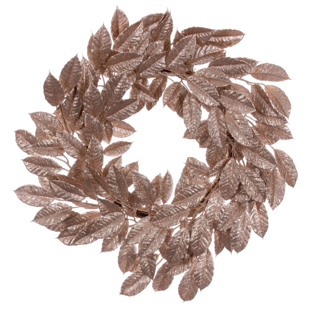 Coroa de flores Vickerman 61 cm Cafe Latte Artificial Gardenia Glitter