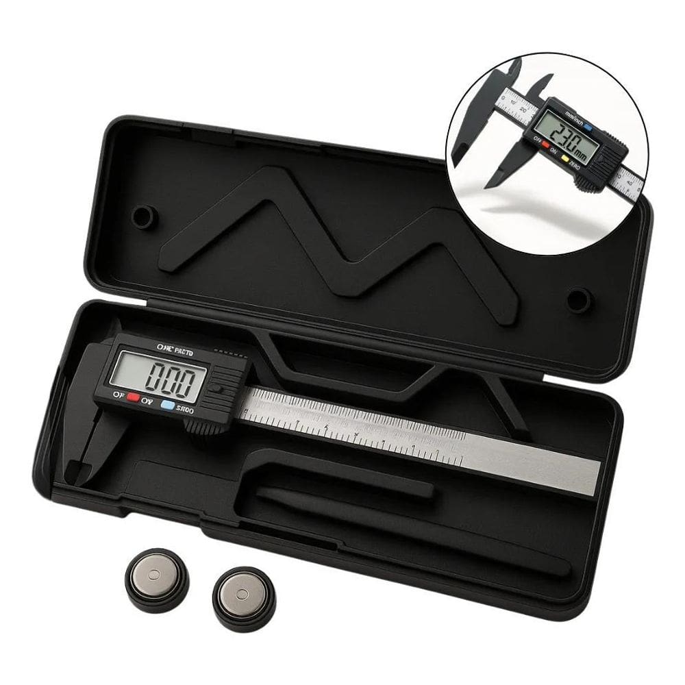 10X Paquímetro Digital + Estojo + 2 Baterias Fibra De Carbo