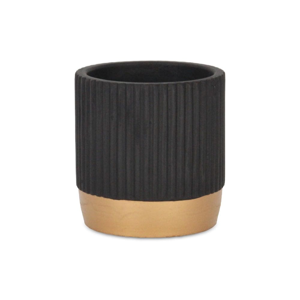 Vaso de cerâmica Planter Cheung`s Aurone com base pequena em ouro preto